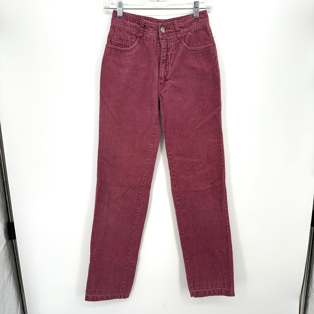 Vintage Jordache Burgundy Corduroy High Waisted Pants Size 28 Cotton 90s Retro